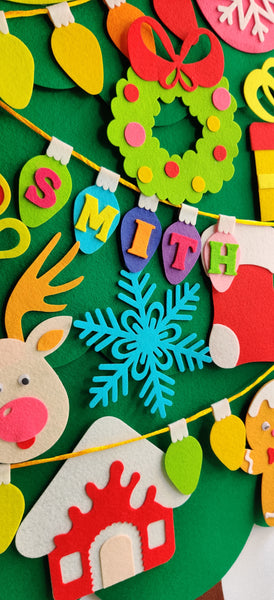 Load image into Gallery viewer, Personalized Wall Hanging Montessori DIY Felt Christmas Tree with 23 Colorful Felt Ornaments, Christmas Tree Gift Toddler
