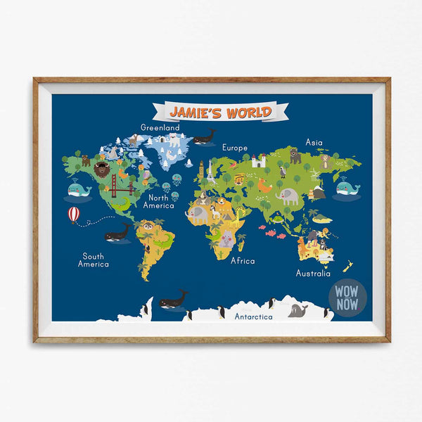 Load image into Gallery viewer, Personalized Animals World Map - (Unframed)
