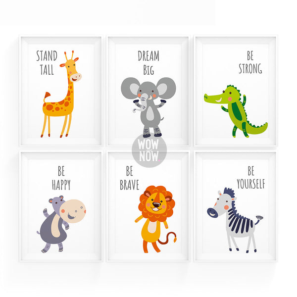 Load image into Gallery viewer, Set of 6 - Motivational Baby Safari Animal Prints (Unframed)
