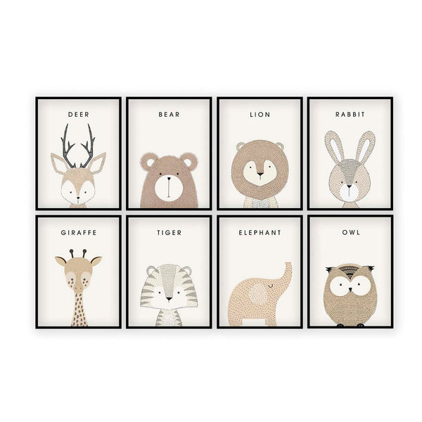 Load image into Gallery viewer, Set of 8 - Nursery Woodland Animals Print (Unframed)
