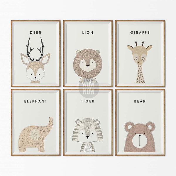 Load image into Gallery viewer, Set of 6 - Nursery Woodland Animals Prints (Unframed)
