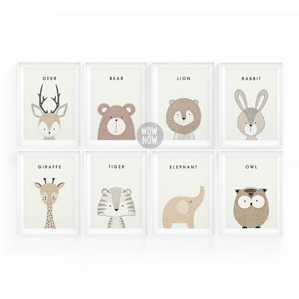Load image into Gallery viewer, Set of 8 - Nursery Woodland Animals Print (Unframed)
