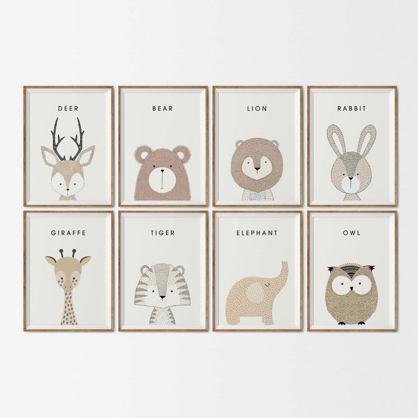 Load image into Gallery viewer, Set of 8 - Nursery Woodland Animals Print (Unframed)
