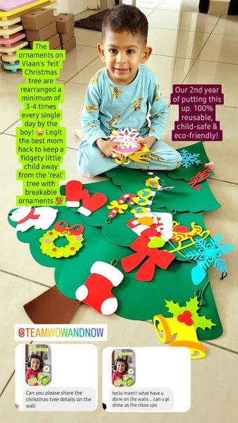 Load image into Gallery viewer, Personalized Wall Hanging Montessori DIY Felt Christmas Tree with 23 Colorful Felt Ornaments, Christmas Tree Gift Toddler
