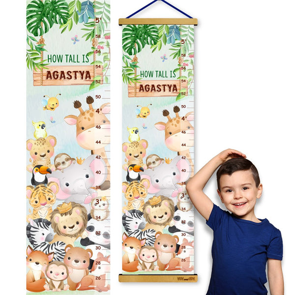 Load image into Gallery viewer, Personalized Peek-a-Boo Animal Safari Sensory Quiet Book + Personalized Height Chart
