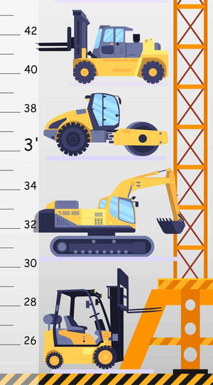 Construction Vehicles - Personalized Themed Height Chart